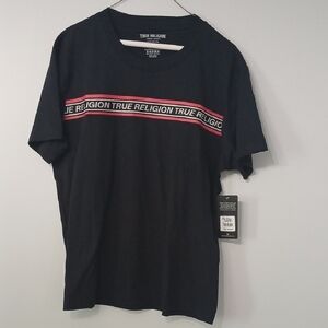 True Religion Black T-Shirt with Red Accents